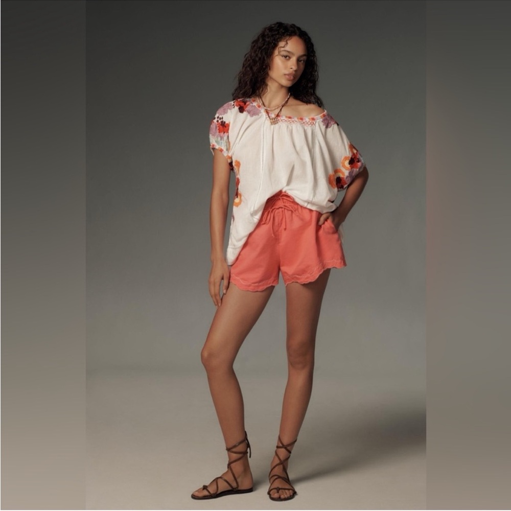 Anthropologie Linen Double Waistband Shorts NWT Paperbag Drawstring Waist NEW
